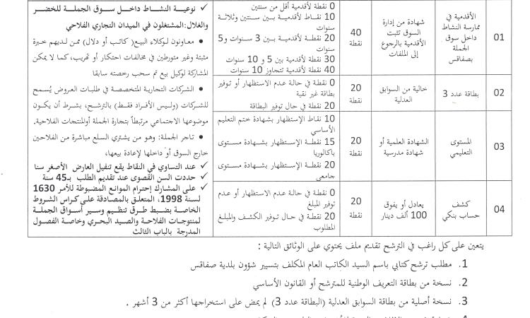 الترشح للحصول على رخص وكلاء بيع بسوق الجملة