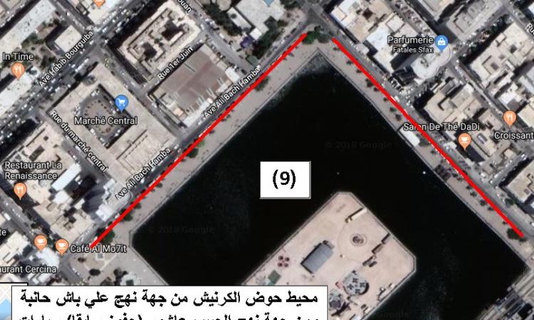 محيط حوض الكرنيش من جهة نهج علي باش حانبة و من جهة نهج الحبيب عاشور (حفوز سابقا) سيارات